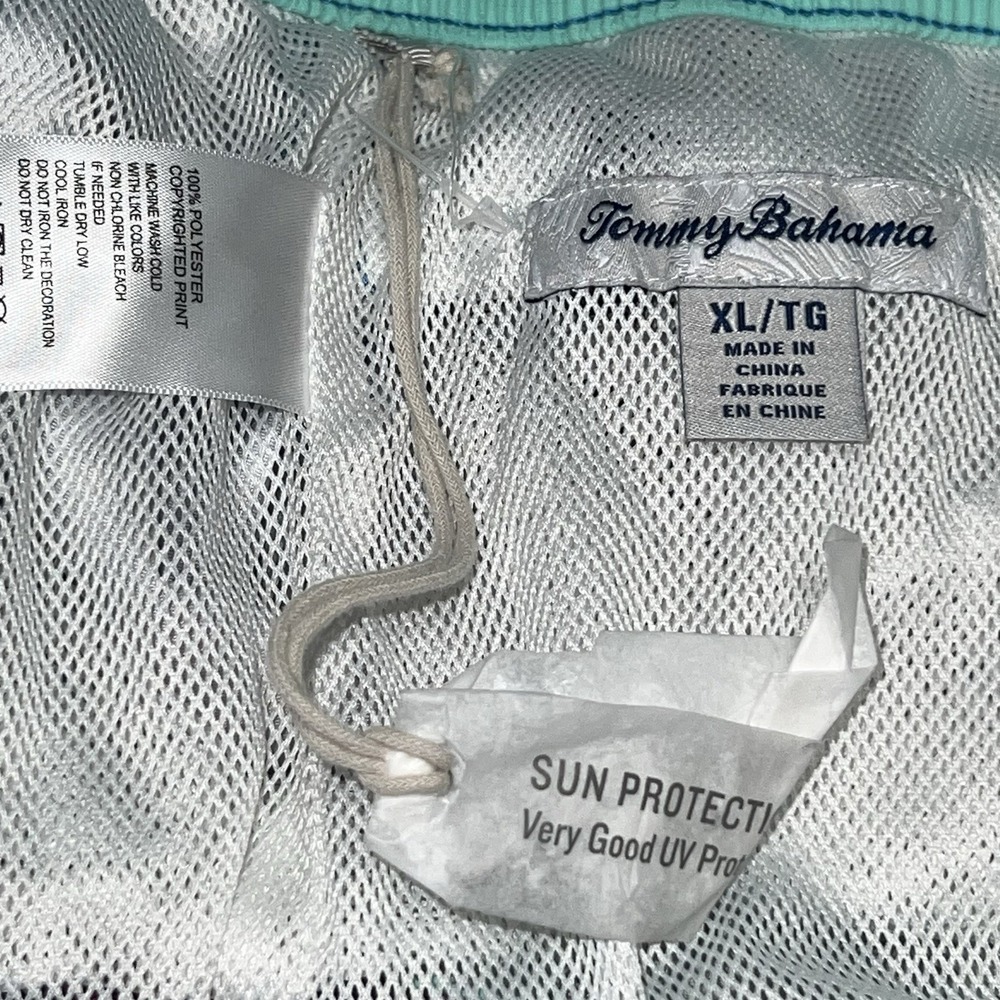Tommy Bahama Men Bahama Naples Lets Be Fronds Swim Trunks Beach Hut Blue XL NWOT - Picture 9 of 12